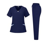 Uniforme Enfermera Uniforme de enfermera farmacia manga corta multicolor, ropa trabajo for médicos hospital, uniformes cirugía oral y dental, conjuntos quirúrgicos(Blue,XL)