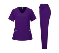Uniforme Enfermera Uniforme de enfermera farmacia manga corta multicolor, ropa trabajo for médicos hospital, uniformes cirugía oral y dental, conjuntos quirúrgicos(Purple,M)