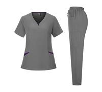 Uniforme Enfermera Uniforme de enfermera farmacia manga corta multicolor, ropa trabajo for médicos hospital, uniformes cirugía oral y dental, conjuntos quirúrgicos(Gray,L)