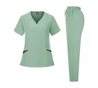 Uniforme Enfermera Uniforme de enfermera farmacia manga corta multicolor, ropa trabajo for médicos hospital, uniformes cirugía oral y dental, conjuntos quirúrgicos(Light green,S)