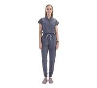 Uniforme Enfermera Uniformes de hospital, conjunto uniforme médico con cuello mandarín, pantalón deportivo, ropa trabajo for mujer, trajes suaves enfermería for clínica veterinaria(Dark Grey,S)