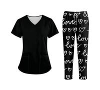 Uniforme Enfermera Uniformes unisex for hombres y mujeres, uniformes de enfermería, belleza, conjuntos enfermera, ropa trabajo for médicos dentistas, camisetas clínicas pantalones(Black,M)