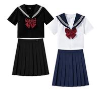 Uniforme Marinero Vestido Para Chica Traje de Falda Plisada con Estilo
