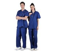 Uniforme médico con tecnología de infusión de nanopartículas plateadas para hombres y mujeres, conjunto de uniforme médico unisex para hospital, azul real, XXL