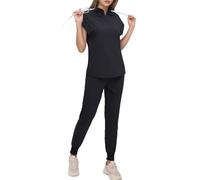 Uniforme médico para mujeres matorrales conjunto túnica de secado rápido pantalones top deslizamiento en la manga de la tapa soporte cuello blusa trabajo desgaste enfermería cosméticos spa hospital