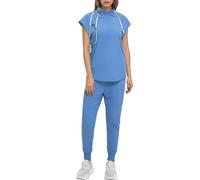 Uniforme médico para mujeres matorrales conjunto túnica de secado rápido pantalones top deslizamiento en la manga de la tapa soporte cuello blusa trabajo desgaste enfermería cosméticos spa hospital