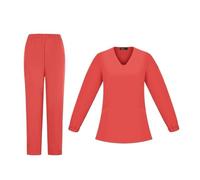 Uniforme quirúrgico de manga larga con cuello en V y pantalones for el cuidado mascotas enfermería Aplicación De Salón De Belleza(Orange,XXL)