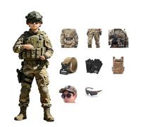 Uniforme Táctico Camuflaje Jóvenes Conjunto Camisa Combate Pantalón Gorra | Mezcla Algodón,5 Piezas;Tejido Reticular Antidesgarro,Sombrero;Para Adolescentes,Airsoft,Prácticas,Ocio,Camp