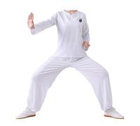 Uniformes de artes marciales tradicionales, Conjunto de traje de Kung Fu Tai Chi Multicolor S a 6XL(Long Sleeves-white+White,M)