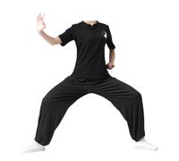 Uniformes de artes marciales tradicionales, Conjunto de traje de Kung Fu Tai Chi Multicolor S a 6XL(Short Sleeves-black+Black,XXL)