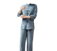 Uniformes de artes marciales tradicionales, Conjuntos de traje de lino Kung Fu Tai Chi for mujer, multicolor, varios tamaños(Gray Blue,M)