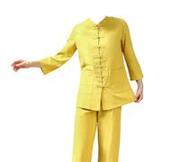 Uniformes de artes marciales tradicionales, Conjuntos de traje de lino Kung Fu Tai Chi for mujer, multicolor, varios tamaños(Ginger,XL)