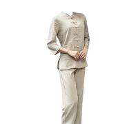 Uniformes de artes marciales tradicionales, Conjuntos de traje de lino Kung Fu Tai Chi for mujer, multicolor, varios tamaños(Khaki,4XL)