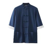 Uniformes de artes marciales tradicionales, Traje chino for hombre, uniforme de Tai Chi de manga corta, multicolor, tallas M a 4XL(Blue,3XL)