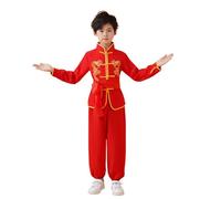 Uniformes de Entrenamiento de Traje Chino para niños y niñas, Trajes de Wing Chun de Artes Tradicionales (Red, 7-8 Years)