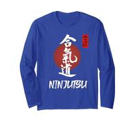 Uniformes de Ninjutsu, Trajes de Ninjutsu, caligrafía clásica Manga Larga, Unisex para Adultos, Azul Real, L