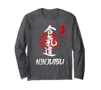 Uniformes de Ninjutsu, Trajes de Ninjutsu, caligrafía clásica Manga Larga, Unisex para Adultos, Jaspeado Oscuro, S