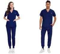 Uniformes para el Personal de enfermería Uniforme médico de Manga Corta y Pantalones for Mujer, Uniforme enfermería, Tienda Mascotas(Beige,M)