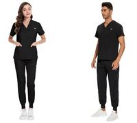 Uniformes para el Personal de enfermería Uniforme médico de Manga Corta y Pantalones for Mujer, Uniforme enfermería, Tienda Mascotas(Gold,M)