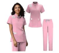 Uniformes para el Personal de enfermería Uniforme médico quirúrgico Multicolor for Mujer, Ropa de Trabajo(Pink,M)