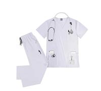 Uniformes para el Personal de enfermería Uniformes médicos elásticos de enfermería for Mujer, Conjuntos Camiseta y pantalón Manga Corta Transpirables, Uniforme Enfermera, Traje médico(Color 4,M)