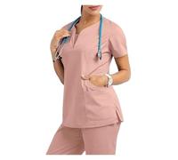 Uniformes Sanitarios Mujer Camiseta Informal de Manga Corta for Mujer, for Enfermera, for Farmacia, Trabajo en Hospital, médico, Uniforme de enfermería, Cuello en V, for Correr(Color4,M)