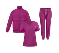 Uniformes Sanitarios Mujer Conjunto de 3 Piezas de Uniforme médico y de enfermería, Pantalones Sencillos con más Bolsillos, Pantalones de Uniforme médico for SPA y enfermería.(Rose Red,M)
