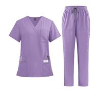 Uniformes Sanitarios Mujer Conjuntos de uniforme médico for mujer, camisetas de hospital, pantalones, accesorios de enfermera, clínica dental, salón de belleza, ropa de trabajo, traje.(Purple,M)