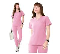 Uniformes Sanitarios Mujer Uniforme médico de Dos Piezas, Antiarrugas, Tejido elástico, Conjunto de enfermería(Pink,M)