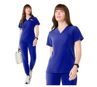Uniformes Sanitarios Mujer Uniforme médico de Dos Piezas, Antiarrugas, Tejido elástico, Conjunto de enfermería(Blue,M)