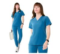 Uniformes Sanitarios Mujer Uniforme médico de Dos Piezas, Antiarrugas, Tejido elástico, Conjunto de enfermería(Sky Blue,M)