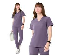 Uniformes Sanitarios Mujer Uniforme médico de Dos Piezas, Antiarrugas, Tejido elástico, Conjunto de enfermería(Purple,M)
