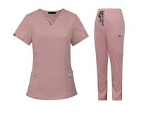 Uniformes Sanitarios Mujer Uniformes de médico Hospital Manga Corta, Uniformes SPA, Trajes clínica Dental, Accesorios for Cuidado Mascotas, for Enfermeras veterinarias(Pink,XL)