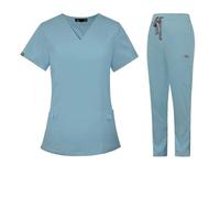 Uniformes Sanitarios Mujer Uniformes de médico Hospital Manga Corta, Uniformes SPA, Trajes clínica Dental, Accesorios for Cuidado Mascotas, for Enfermeras veterinarias(Light Blue,S)