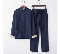 Uniformes tradicionales chinos de Tai Chi Ropa de Kung Fu Uniforme de Kung Fu Tai Chi de mezcla de algodón unisex para tus puños y botones de ejercicio de Tai Chi ranas (L)