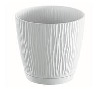 UNIFRAMPRO Macetero para interior/exterior de 4 unidades, patio, terraza, jardín, hogar, maceta moderna "Sandy" con bandeja para platillo (5.5 pulgadas blanca)