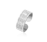 UNIFT Anillo abierto con símbolo africano de Adinkra para mujeres y hombres, banda ajustable de acero inoxidable con símbolos tradicionales ghaneses, joyería de patrimonio étnico cultural, Acero