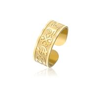 UNIFT Anillo abierto con símbolo africano de Adinkra para mujeres y hombres, banda ajustable de acero inoxidable con símbolos tradicionales ghaneses, joyería de patrimonio étnico cultural, Acero