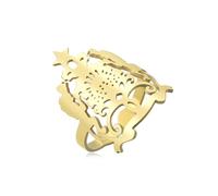 UNIFT Anillo de escudo de armas marroquí para hombres y mujeres, acero inoxidable, abierto, ajustable, emblema nacional de Marruecos con leones guardianes y símbolo del sol de montaña del Atlas