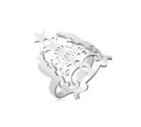 UNIFT Anillo de escudo de armas marroquí para hombres y mujeres, acero inoxidable, abierto, ajustable, emblema nacional de Marruecos con leones guardianes y símbolo del sol de montaña del Atlas