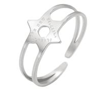 UNIFT Anillo hebreo judío estrella de David para mujeres hombres acero inoxidable simple hexagrama con hebreo Chai Bendición anillos abiertos joyería Hanukkah regalos, One Size, Acero inoxidable, Sin