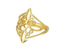 unift Anillo Nudo de Bruja Para Mujer Acero inoxidable celta cuaternario Wiccan estilo geométrico Brujas Nudo Anillo Brujería Amuleto Joyería Regalo (7, Oro)