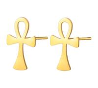 UNIFT Ankh - Aretes de cruz para mujeres y hombres, acero inoxidable, símbolo egipcio antiguo de protección de la vida eterna, joyería de amuleto, One Size, Acero inoxidable, Sin piedra preciosa