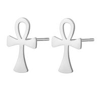 UNIFT Ankh - Pendientes de tuerca con cruz para mujeres y hombres, acero inoxidable, símbolo egipcio antiguo de protección de la vida eterna, joyería de amuleto, One Size, Acero inoxidable, Sin piedra