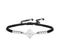 unift Brujas Nudo Pulsera para Mujeres Hombres de Acero Inoxidable Mágico Nudo de Bruja Brujería con Una Cuenta de Colorido Tejido Ajustable Wiccan Joyería (plata-B)
