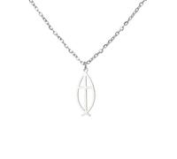 UNIFT Collar con colgante de cruz de pez de Jesús para mujeres y hombres, de acero inoxidable, símbolo cristiano de pez, joyería religiosa, talla única, Acero inoxidable, No es una piedra preciosa