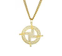 UNIFT Collar con colgante de cruz de Santa Brígida de acero inoxidable irlandés tradicional celta con colgante de cruz de Santa Brígida, joyería religiosa de talismán (dorado)