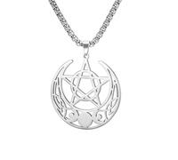 UNIFT Collar con colgante de estrella de David celta para mujeres y hombres, acero inoxidable, hexagrama celta irlandés, triple luna, diosa, amuleto mágico, joyería, talla única, Acero inoxidable, No