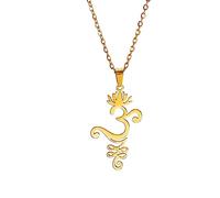 UNIFT Collar con colgante de flor de loto para mujer, acero inoxidable, elegante, Aum Om Ohm, flor de loto, collar hindú, meditación, joyería, regalo, Acero inoxidable, No es una piedra preciosa