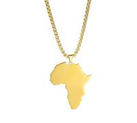 UNIFT Collar con colgante de mapa africano para mujeres y hombres, de acero inoxidable, minimalista, étnico, chic, África, patria, continente, contorno, collar, joyería hiphop, Acero inoxidable, No es